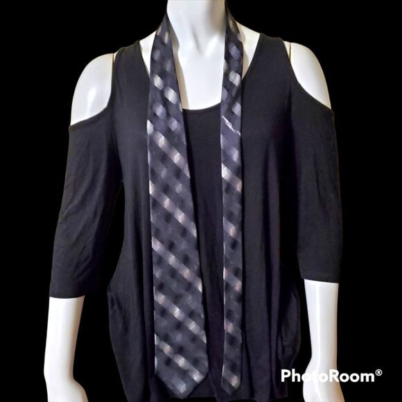 Palatina Black & Gray Silk Tie - Picture 1 of 5